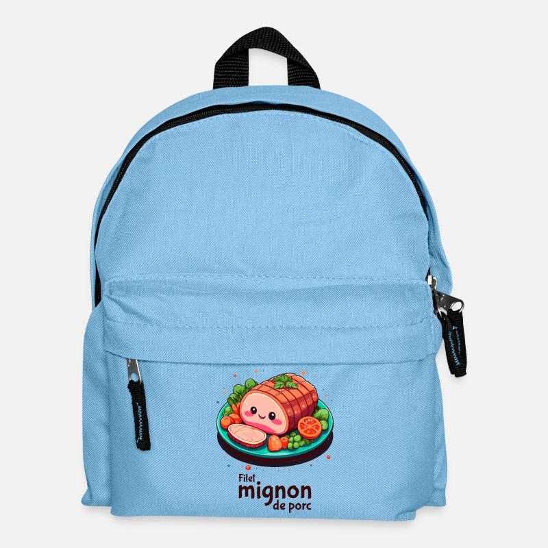 Schweinefilet - Dunkler Text - Kinder Rucksack - Hellblau