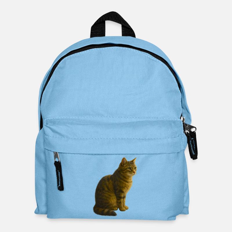 Chat tigré assis - Sac à dos Enfant - bleu clair