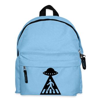 Lustiges UFO Strichmännchen Alien Begegnung  - Kinder Rucksack - Hellblau - Vorne