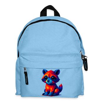 WPAP Polygon Kawaii Stil Tiere Baby Waschbär - Kinder Rucksack - Hellblau - Vorne
