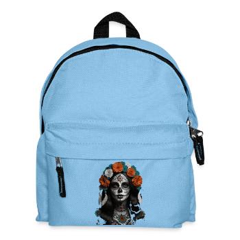 Couronne de fleur de crâne en sucre - Sac à dos Enfant - bleu clair - Devant