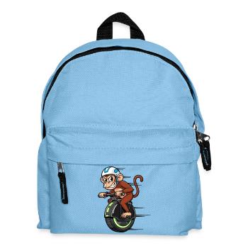 Funny Chimpanzee Unicycle Racer Stuntman Motorcycle - Kids' Backpack - light blue - Front