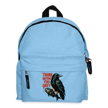 Think Before Obeying – Crow Art - Kids' Backpack - light blue - Front