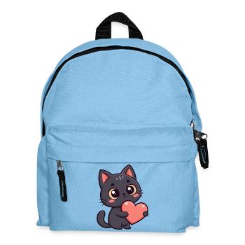 Chat noir cœur tendre - Sac à dos Enfant - bleu clair - Devant