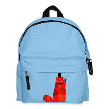 Rote Katze mit Fliege und Zylinder - Kinder Rucksack - Hellblau - Vorne