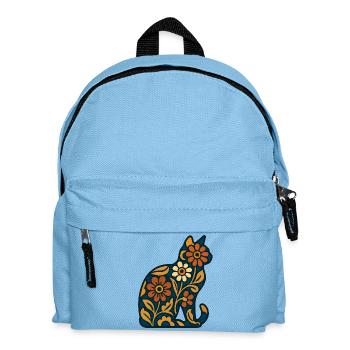 Floral cat silhouette in warmth - Kids' Backpack - light blue - Front