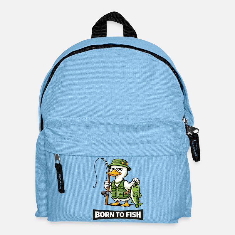 Born to Fish Duck Angler - Kids' Backpack - light blue