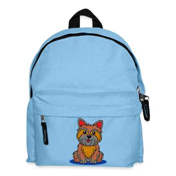 Fröhlicher Yorkie (Comic) - Kinder Rucksack - Hellblau - Vorne