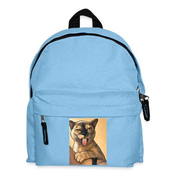Cat Win: Tongue Out Cartoon Kitten - Kids' Backpack - light blue - Front