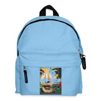 Hip Hop Graffiti Portrait with Bicycle - Kids' Backpack - light blue - Front