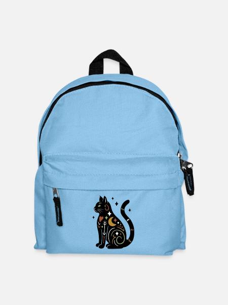 Magische Katze - Schwarz Bunt mit Sternen - Kinder Rucksack - Hellblau