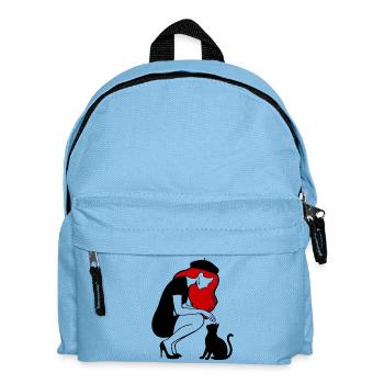 donna_con_capelli_rossi_basco_e_gatto_nero - Kinder Rucksack - Hellblau - Vorne