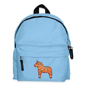 Retro 70s Swedish Dala Horse Folk Art Design - Kinder Rucksack - Hellblau - Vorne