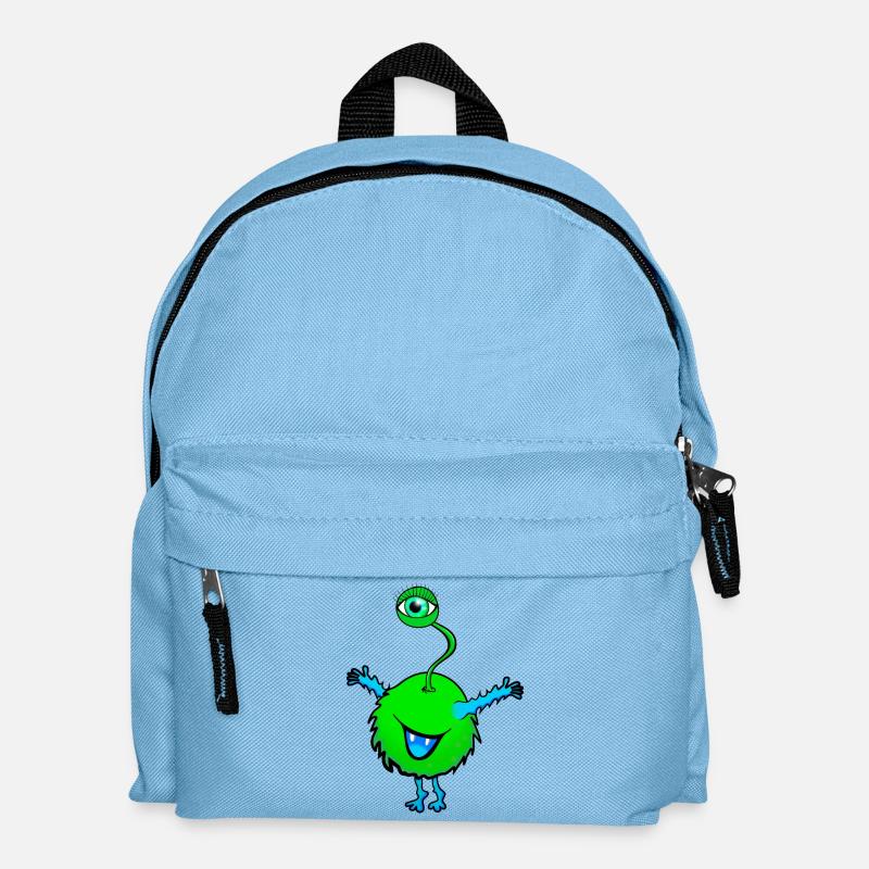 vert monstre avec un oeil - Sac à dos Enfant - bleu clair
