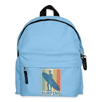Retro Vintage Style Surfing Surfer Surfboard - Kinder Rucksack - Hellblau - Vorne