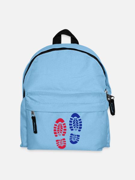 Fußabdruck Stiefel Wanderschuhe 2c - Kinder Rucksack - Hellblau
