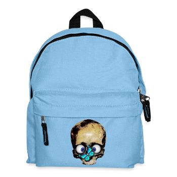 Totenkopf blauer Schmetterling / skull butterfly - Kinder Rucksack - Hellblau - Vorne