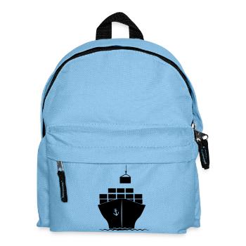 Sea container boat with crane loading - Kids' Backpack - light blue - Front