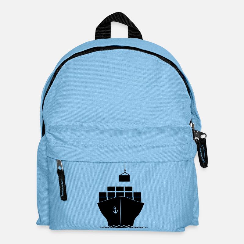 Seecontainerboot mit Kranbeladung - Kinder Rucksack - Hellblau