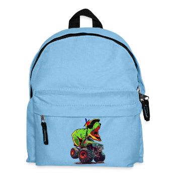 Monstertruck mit Dino T-Rex Dinosaurier Geschenk - Kinder Rucksack - Hellblau - Vorne