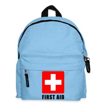 First Aid Medical Cross Safety Sign Vector Icon - Kids' Backpack - light blue - Front