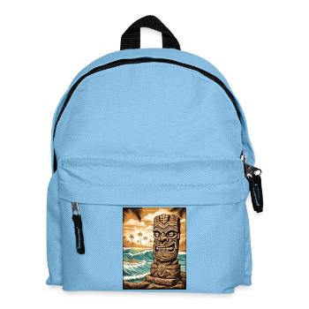 Tiki statue on the beach - Kids' Backpack - light blue - Front
