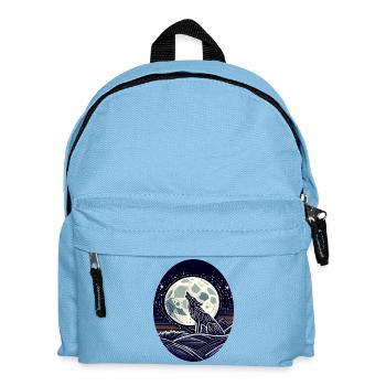 Loup géométrique et pleine lune - Sac à dos Enfant - bleu clair - Devant