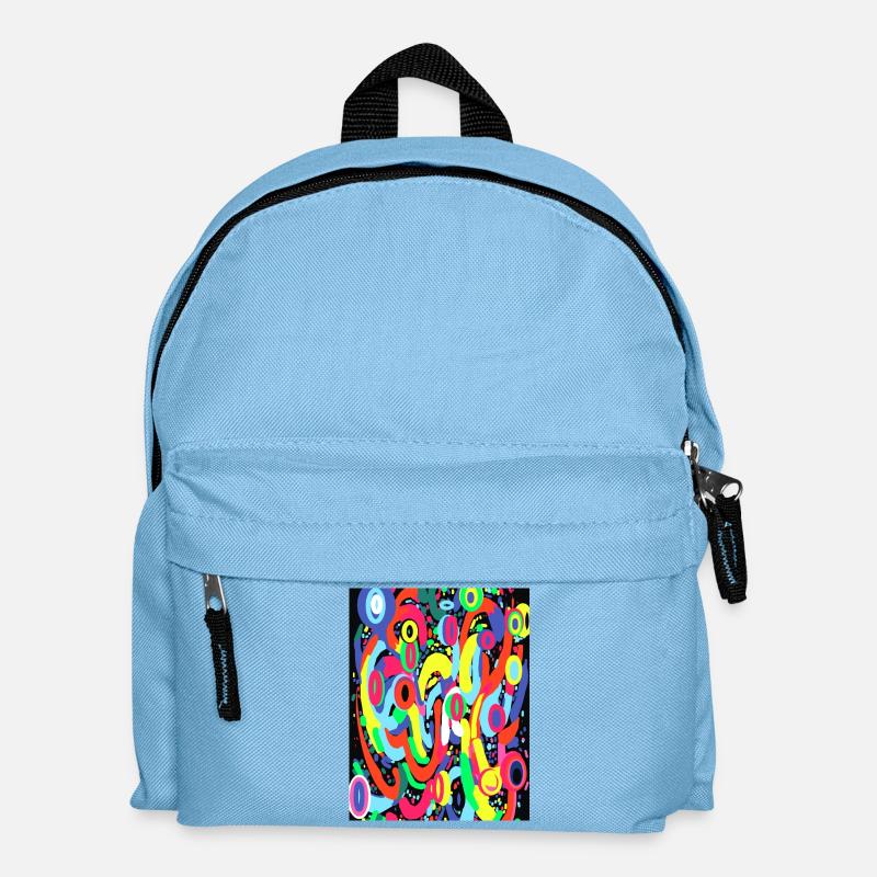 Cyber Neon Pulse: Аbstract Multicolored Print - Kids' Backpack - light blue