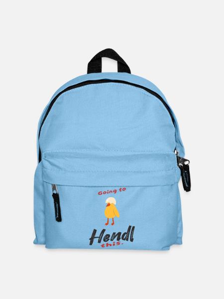 Handel-Design mit Huhn und Humor - Kinder Rucksack - Hellblau