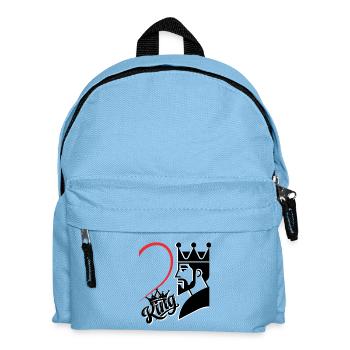 Ein König mit einem Herz und einer Inschrift auf der rechten Seite - Kinder Rucksack - Hellblau - Vorne