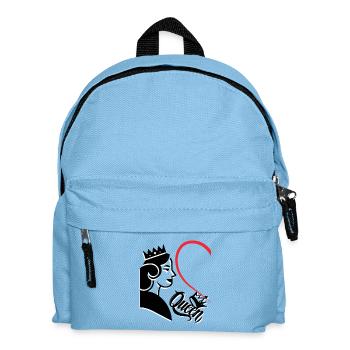 Femme avec couronne et inscription en forme de cœur Reine moitié gauche - Sac à dos Enfant - bleu clair - Devant