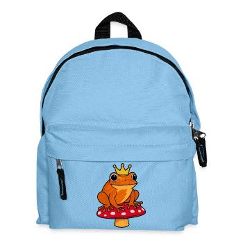 Roi Rainette Grenouille Champignon Couronne Crapaud Automne - Sac à dos Enfant - bleu clair - Devant