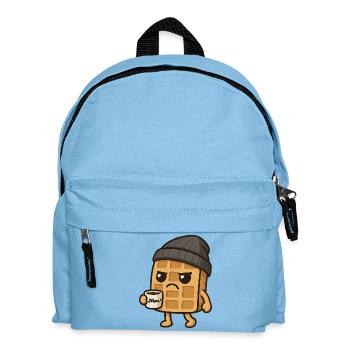 Gaufre Kawaii Grincheux - Dessin animé de bonnet de café - Sac à dos Enfant - bleu clair - Devant