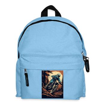 Wald Dirtbike Action Motocross - Kinder Rucksack - Hellblau - Vorne