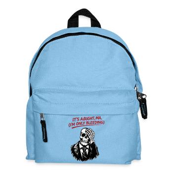 Squelette en costume avec texte rouge - Sac à dos Enfant - bleu clair - Devant