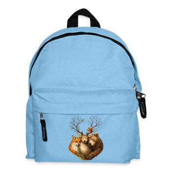 Waldtiere vereint – Hirsch Fuchs Bär Illustration - Kinder Rucksack - Hellblau - Vorne