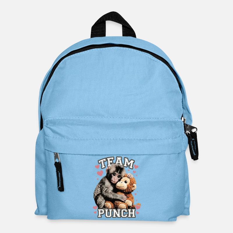 Funny Cute Baby Monkey Team Punch - Kids' Backpack - light blue