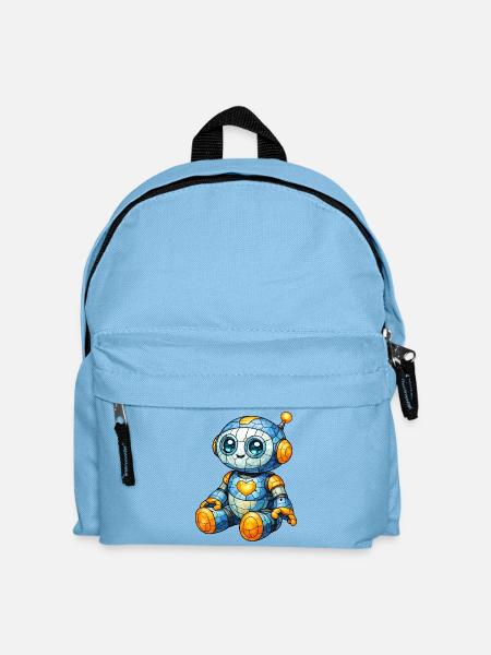 Roboter Motiv Glasfenster Look Cartoon - Kinder Rucksack - Hellblau