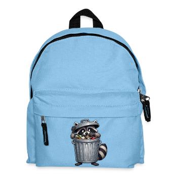 Raccoon in the trash can: Recycling hero - Kids' Backpack - light blue - Front