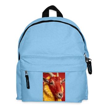 Red goat with yellow fur - Kids' Backpack - light blue - Front