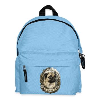 Pug in vintage style with mountain landscape - Kids' Backpack - light blue - Front