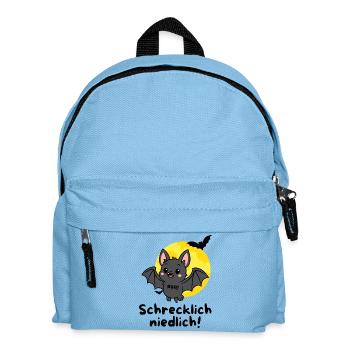 Schrecklich Niedlich – Süße Halloween Fledermaus - Kinder Rucksack - Hellblau - Vorne