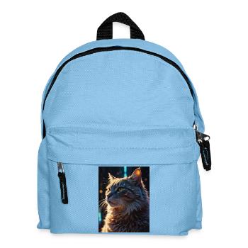 Sternenpfote: Neon-Katze im Licht - Kinder Rucksack - Hellblau - Vorne