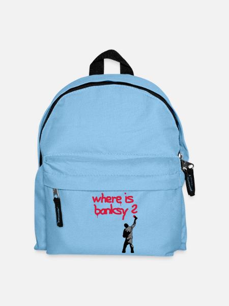 where is banksy - Kinder Rucksack - Hellblau
