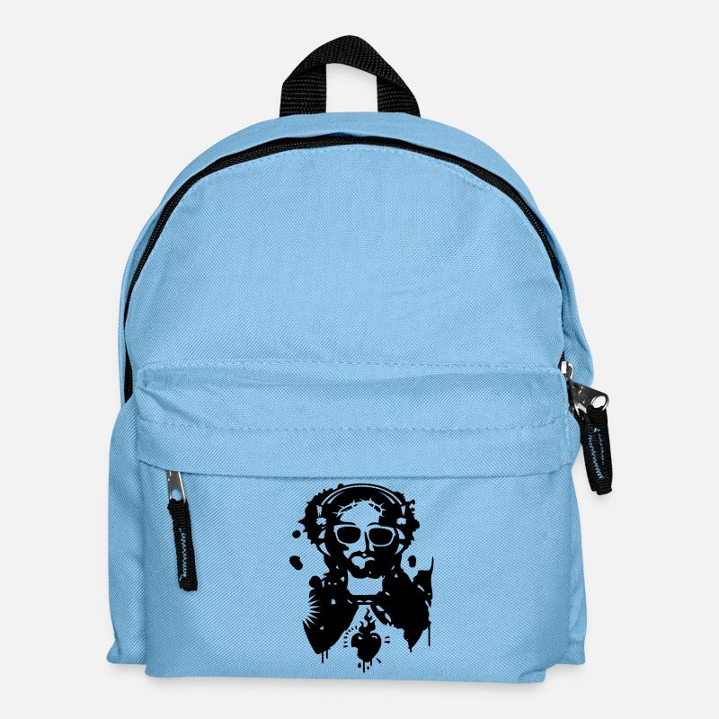 Jésus Graffiti avec un casque et lunettes de - Sac à dos Enfant - bleu clair