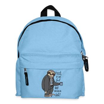 Irgendwas ist hier faul Faultier lustige Sprüche - Kinder Rucksack - Hellblau - Vorne