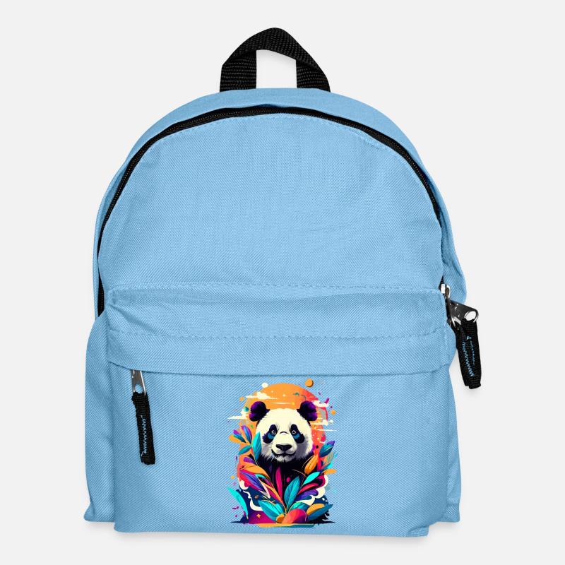 Panda Japan Asien - Panda Bär Farbenfroh - Kinder Rucksack - Hellblau