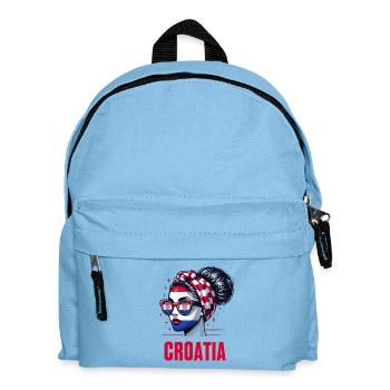 Stylish Croatia Girl: Retro Chic with Modern Twist - Kids' Backpack - light blue - Front