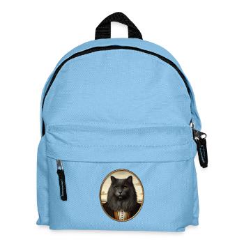 Portrait of a Black Cat in Renaissance Style - Kids' Backpack - light blue - Front