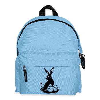 Osterhase im Gras mit bunten Ostereiern - Kinder Rucksack - Hellblau - Vorne